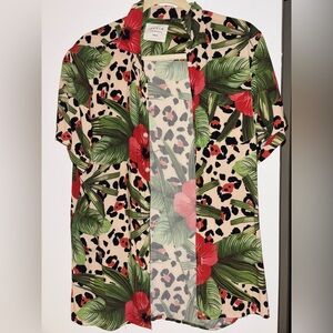 DUVIN Leo Floral Button Up Shirt Size S